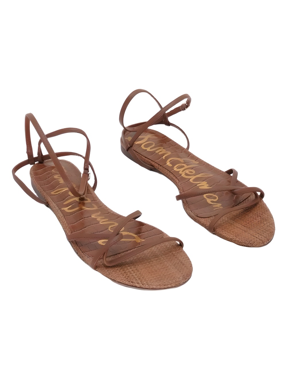Sam Edelman Ellina Cognac Leather Strappy Flat Sandals Size 8M